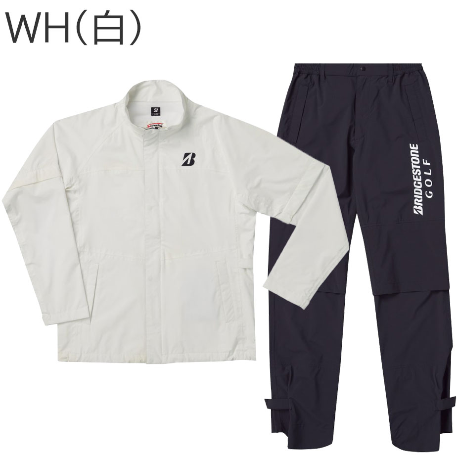 ブリヂストンゴルフ 水神レインウェア上下セット 白×黒 L Lサイズ BRIDGESTONE（ブリヂストン） ブリヂストンゴルフ 水神 レインウェア