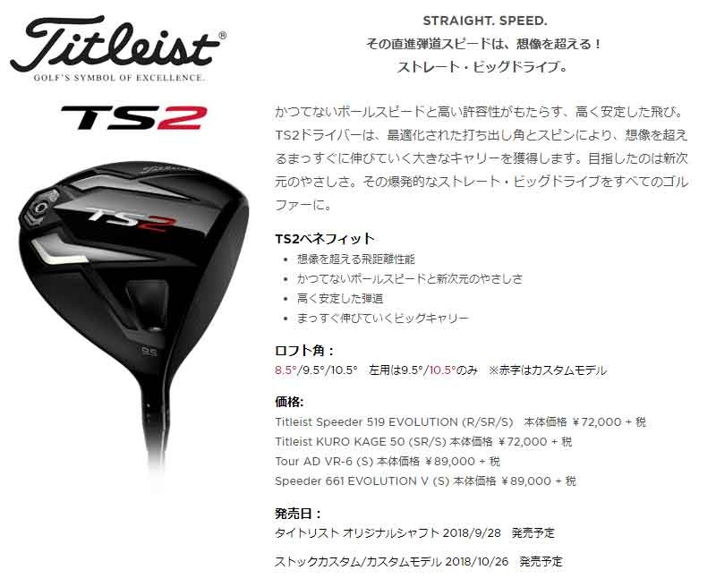 Titleist Titleist(タイトリスト) TS2 ドライバー Speeder 519