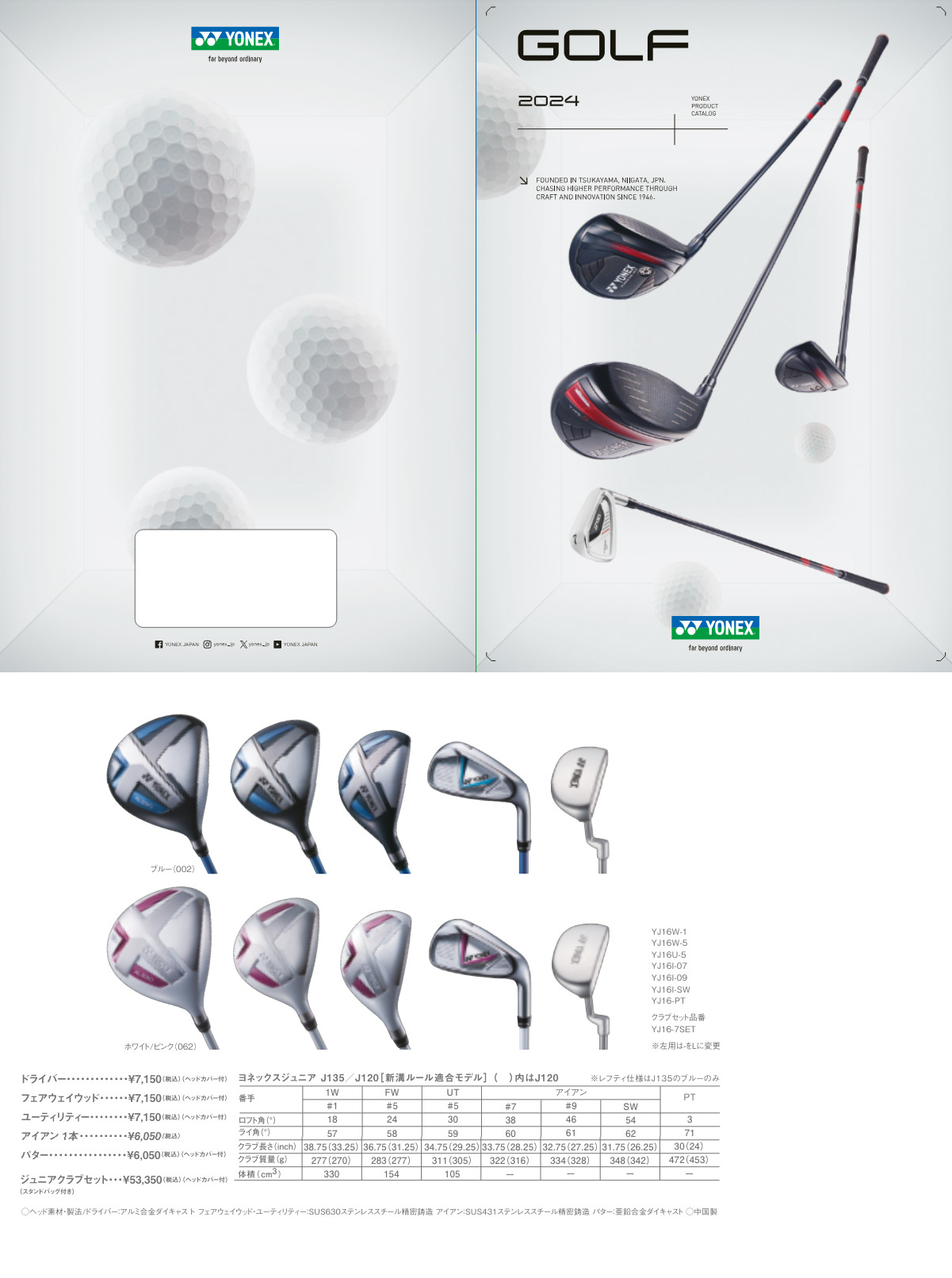 YONEX（ヨネックス） ジュニア ドライバー 右用 ホワイト×ピンク YJ16W