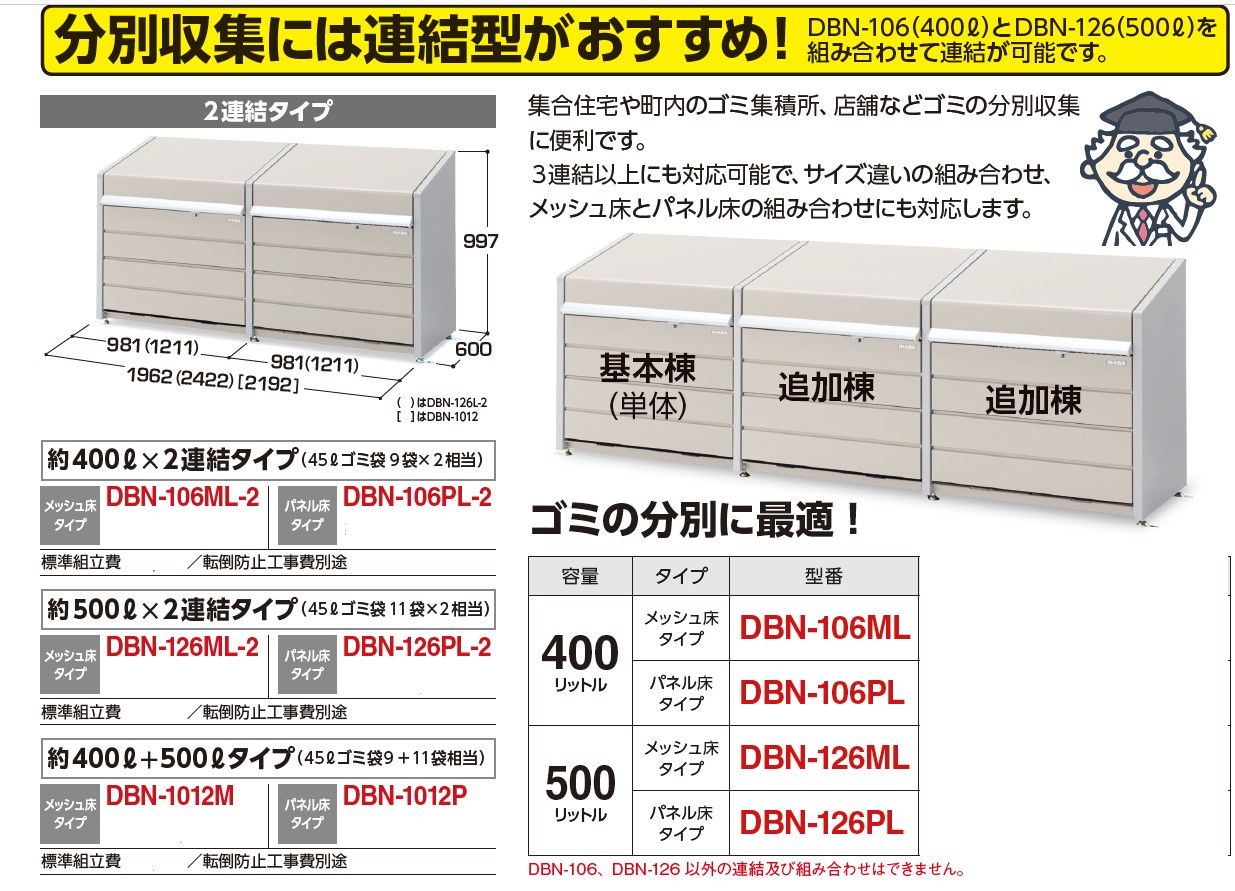 イナバ物置 ダストボックス・ミニ（500Lタイプ） DBN-126M（メッシュ床