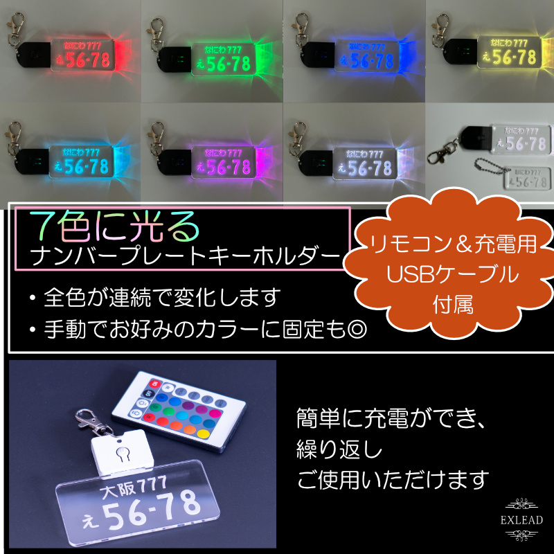 光るプレート BIGプラス 光る ナンバープレート キーホルダー LED ビッグ ＋ 車