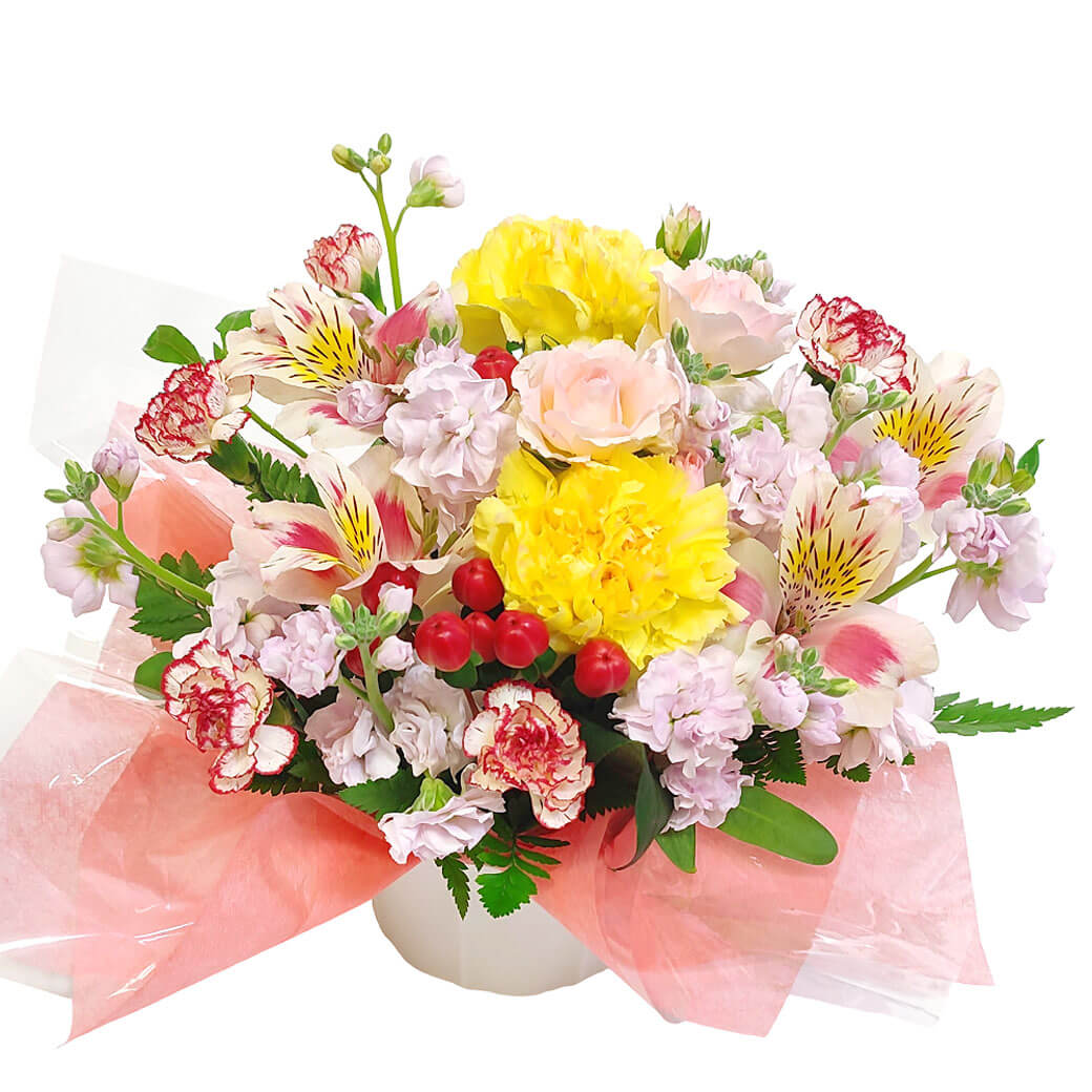 フラワーギフト 「今月のアレンジデラックス」 (電報なし) お祝い 花 ギフト プレゼント 女性 結婚式 誕生日 母の日 2026 叙勲 受章祝い 開業 開店 |  | 01