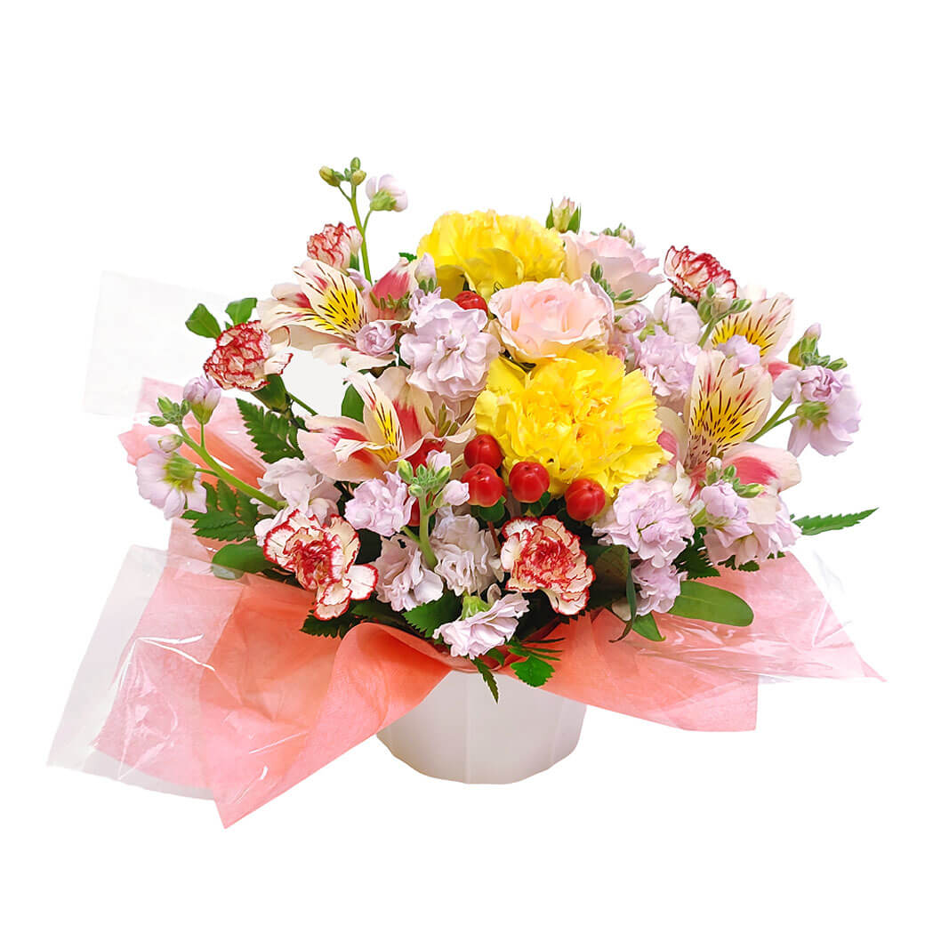 フラワーギフト 「今月のアレンジデラックス」 (電報なし) お祝い 花 ギフト プレゼント 女性 結婚式 誕生日 母の日 2026 叙勲 受章祝い 開業 開店 |  | 03