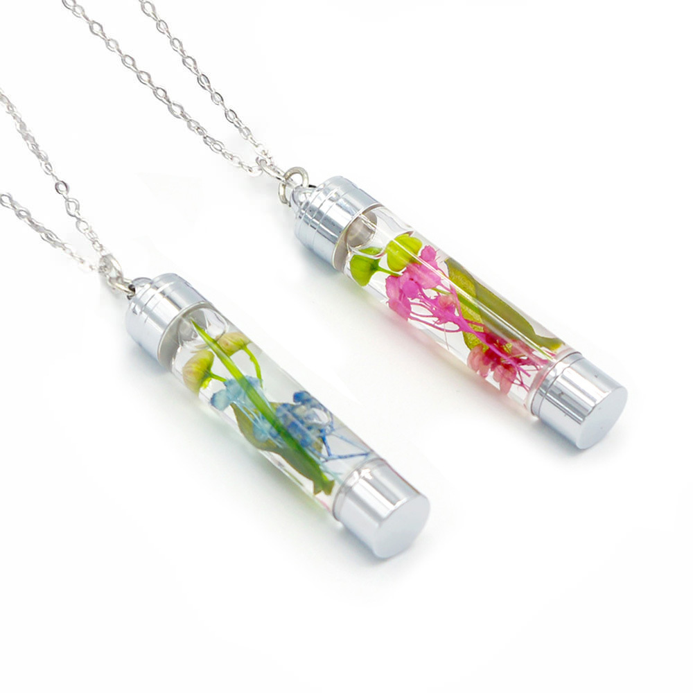 ハーバリウムアレンジ ペンダント アリス（ピンク/ブルー）