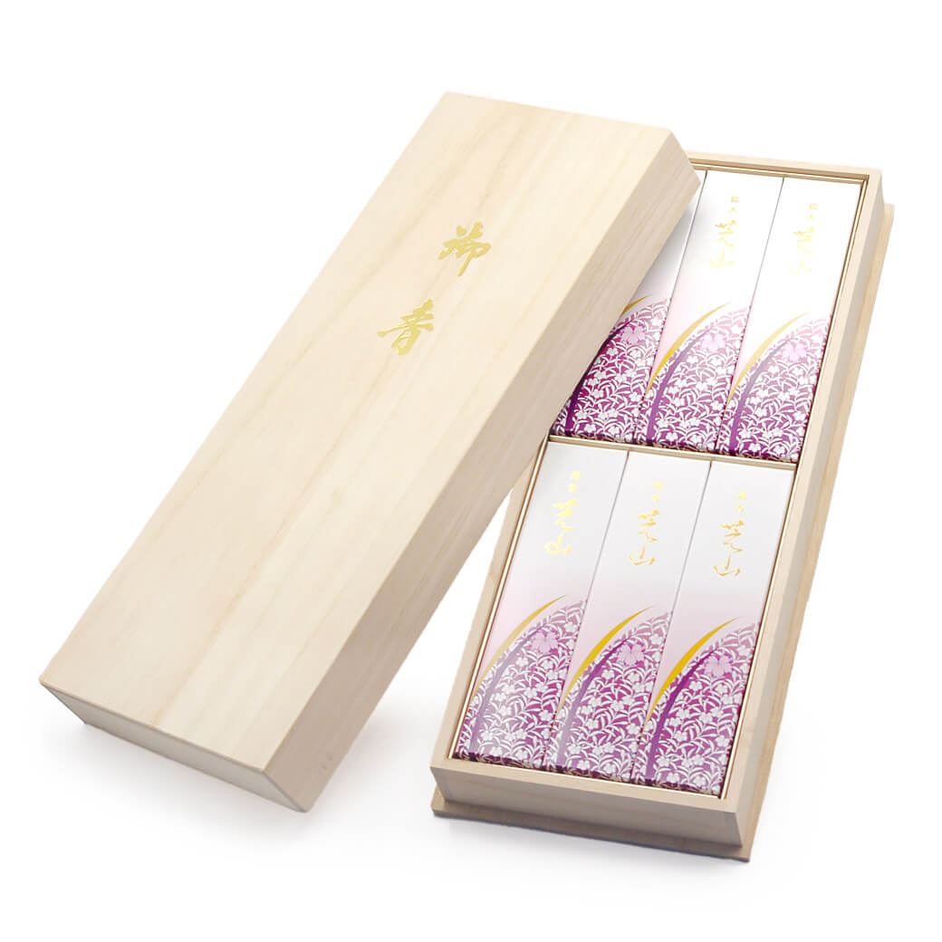 日本香堂 贈答用 線香 「銘香芝山」 (電報なし) 桐箱 6箱入 進物用