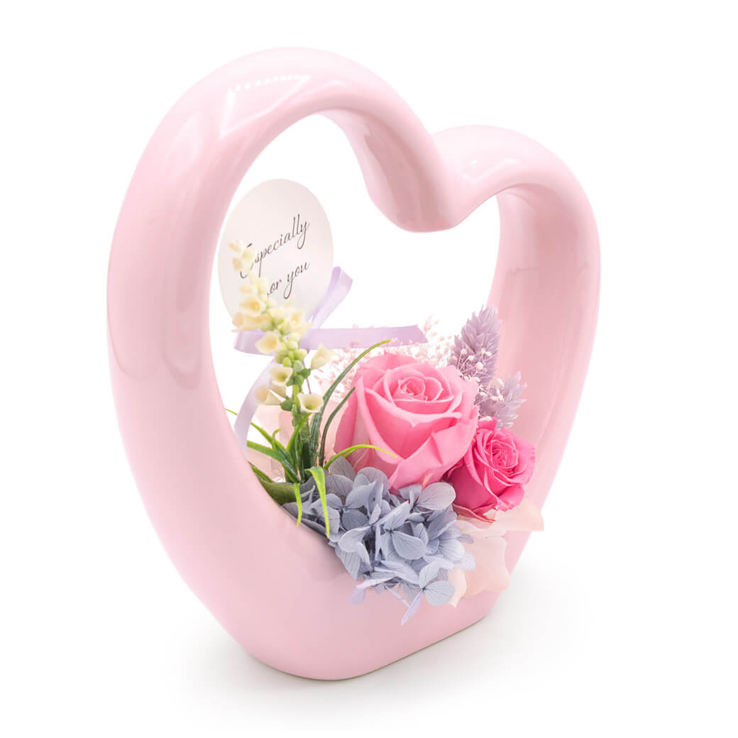 プリザーブドフラワー 「ハートポット メルレ／ジュリア」 (電報なし) お祝い 花 ギフト プレゼント 女性 結婚式 誕生日 母の日 2026 受章祝い バラ |  | 05