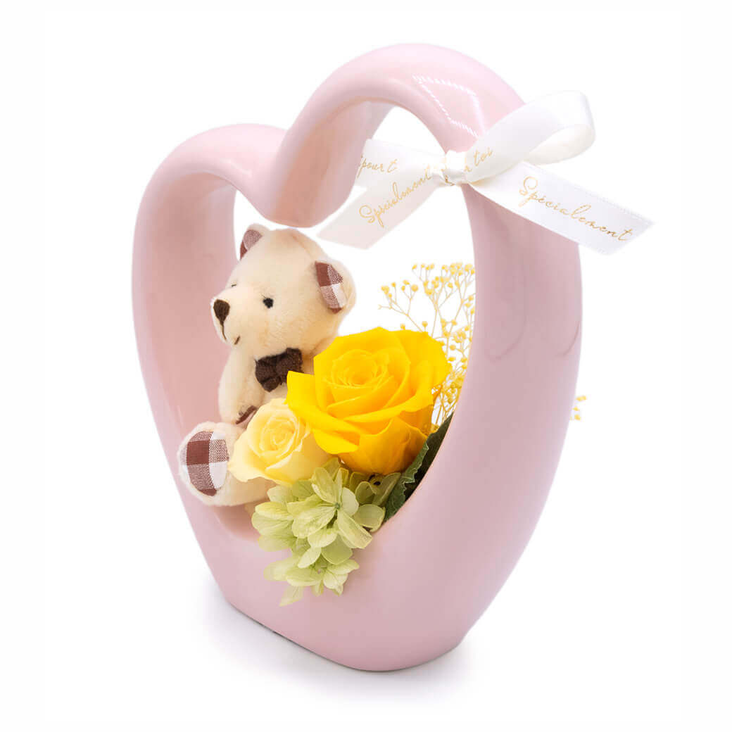 プリザーブドフラワー 「ハートポット メルレ／ジュリア」 (電報なし) お祝い 花 ギフト プレゼント 女性 結婚式 誕生日 母の日 2026 受章祝い バラ |  | 09