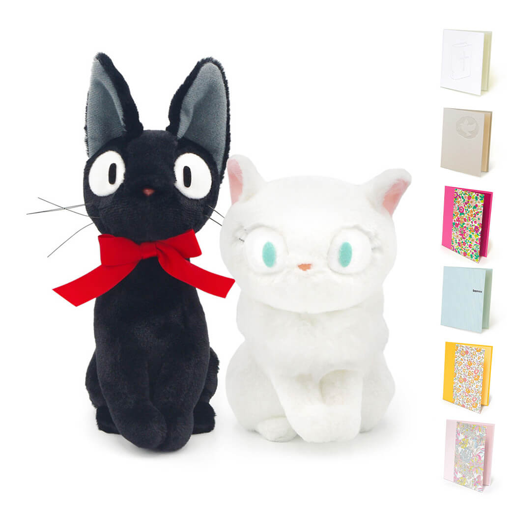 祝電 誕生日 ぬいぐるみ電報「ジブリ なかよしお手玉 ジジ＆リリー」 布張りカード電報 リバティ 魔女の宅急便 ギフト 結婚式 お祝い 母の日 2026 受章祝い