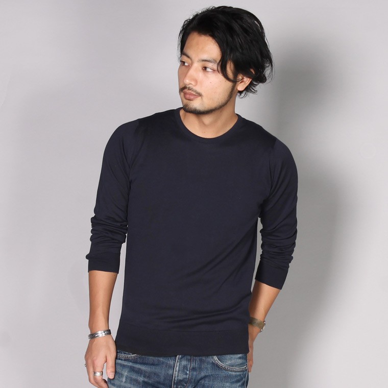 John Smedley ジョンスメドレー Hatfield Navy メンズ サマーニット