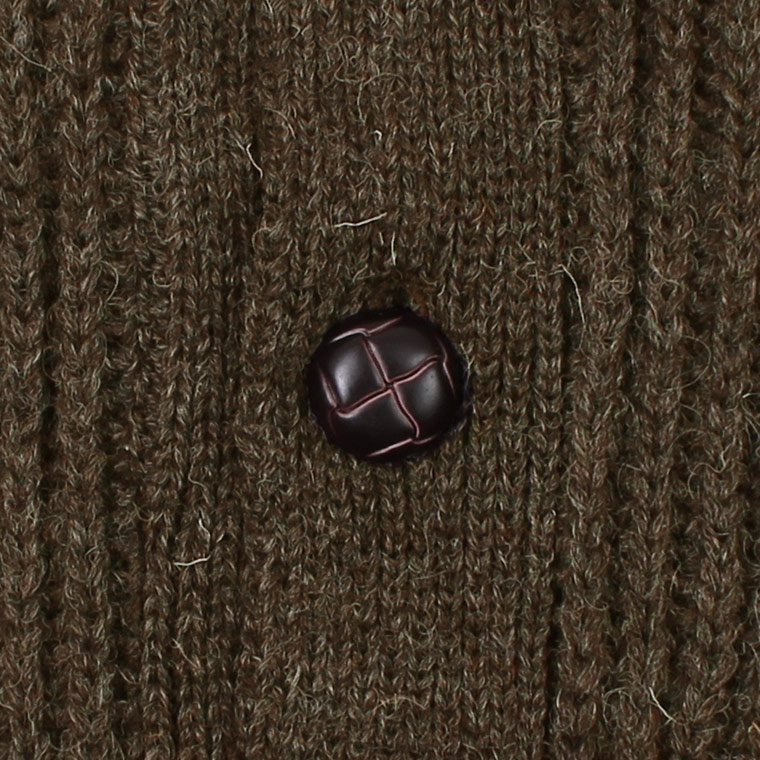 JAMES CHARLOTTE (ジェームス シャルロット)  SHAWL CARDIGAN 100% BRITITSH WOOL - DARK GREY NATURAL_BROWN FOOTBALL BUTTON