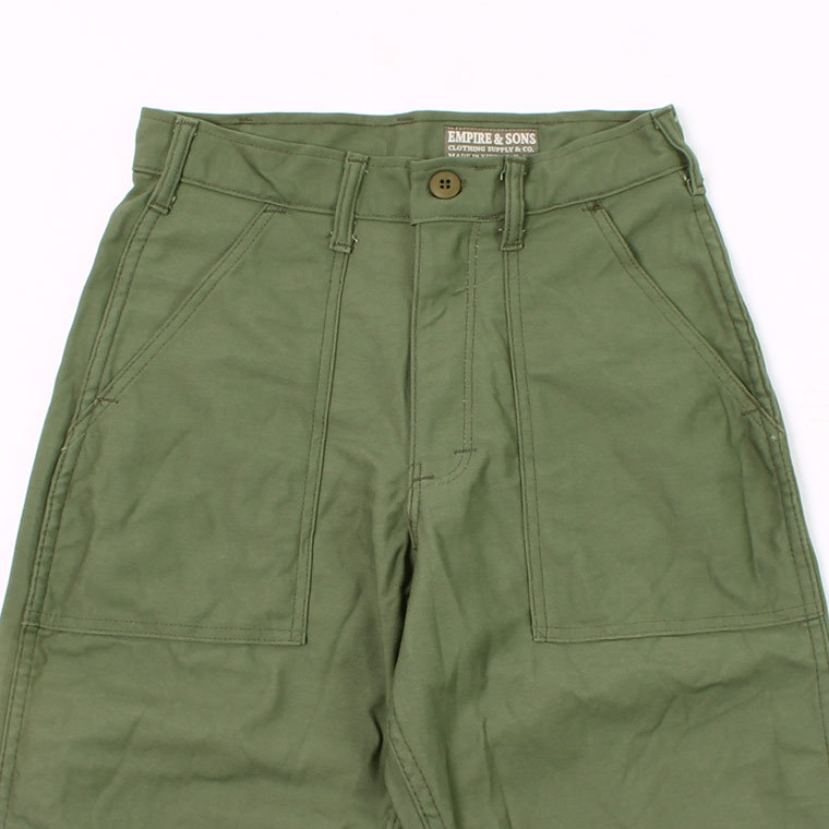 EMPIRE amp; SONS (エンパイア アンド サンズ)  MADE IN USA FATIGUE PANT SLIM FIT SATEEN - OLIVE DRAB