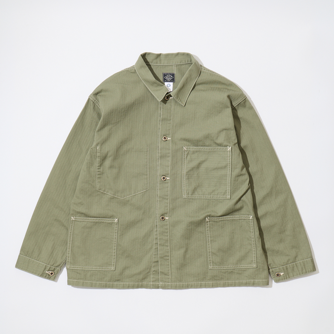 post overalls(ポストオーバーオールズ)カバーオール ヒッコリーM POST O'ALLS【ポストオーバーオールズ】NAVY-BLU-R Hickory Stripe