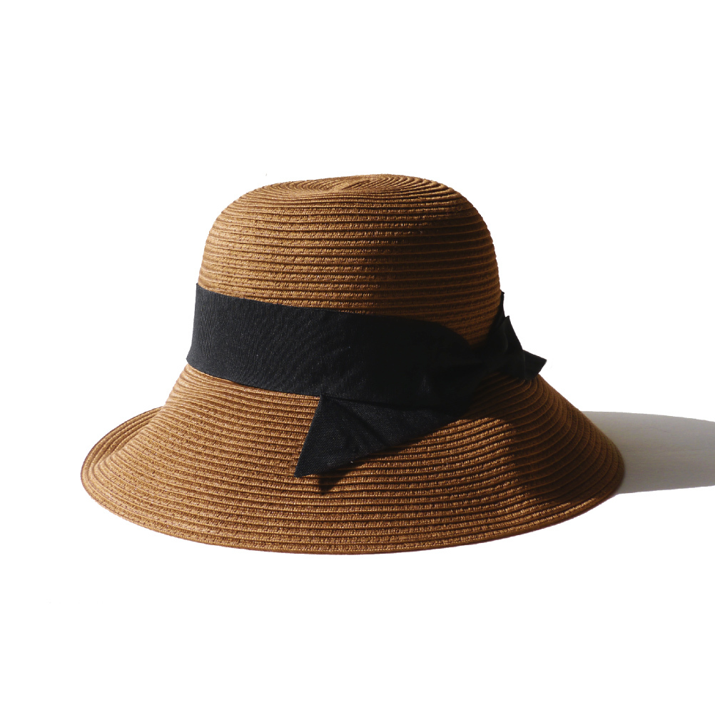 「洗える！UVカット ハット」リボン 日よけ UV つば広帽 畳める レディース 帽子 トレンド UV対策 紫外線対策 グレージュ ブラック｜exrevo-2｜02