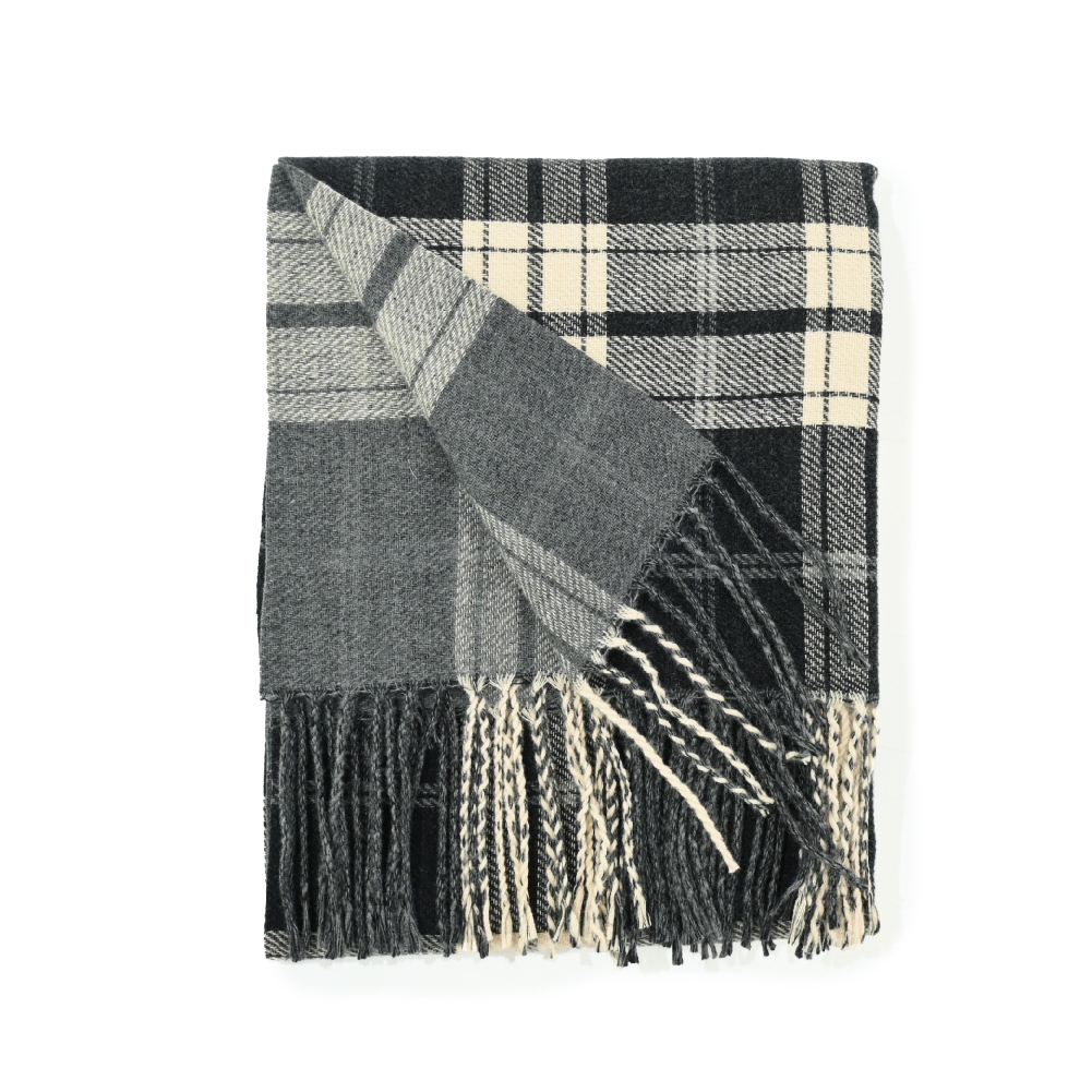 乱痴気扱SINA ONE美品チェック柄モノトーン大判ストール