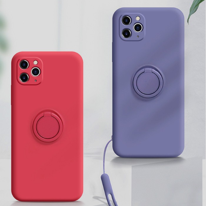 ⭐️iPhoneケース スマホケース シリコン 黒 指リング付き iPhone iPhoneSE 第3世代 第2世代 ケース リング付き iPhone8 iPhone7