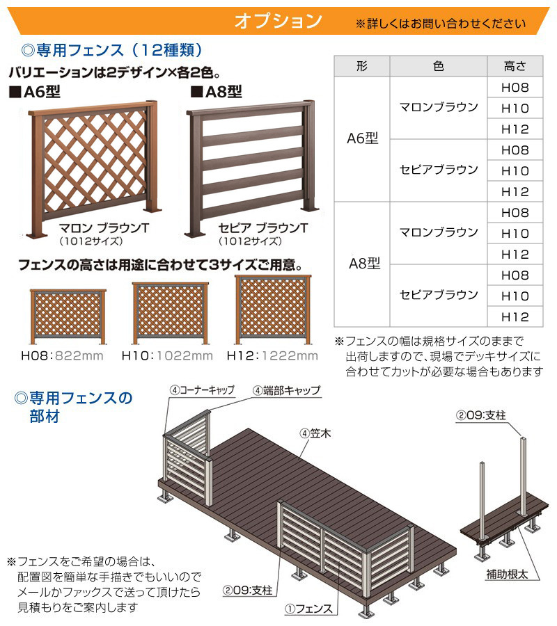 人工木樹脂ウッドデッキ 間口2.0間3594mm×出幅5尺1500mm×デッキ高さ