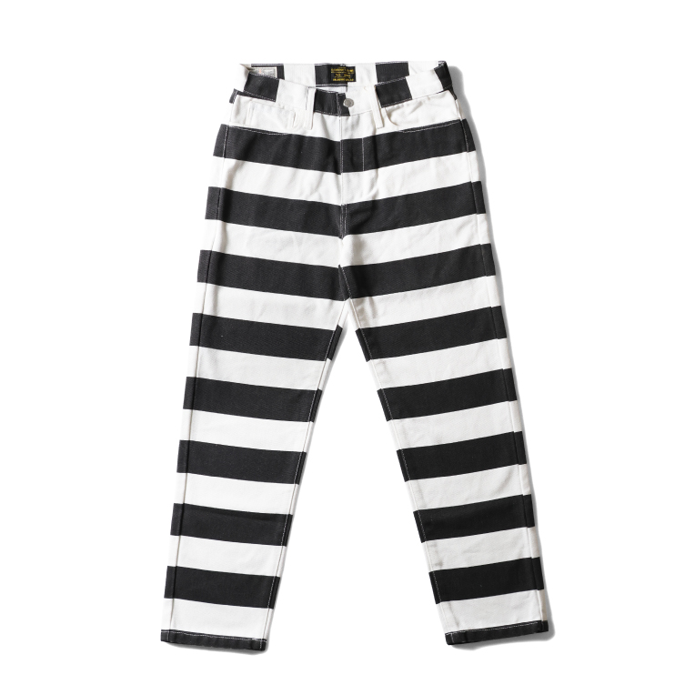【並行輸入品】INDIGO SEA / インディゴシー INS261 WIDE STRIPED PRISON MOTORSYCLE PANTS / ワイドストライププリズンモーターサイクルパンツ -全1色- | LOS ANGELES APPAREL | 01