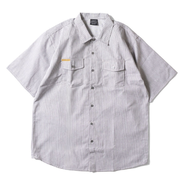 【並行輸入品】PRISON BLUES / プリズンブルース PRBS407 SHORT SLEEVE HICKORY SHIRTS BUTTON FRONT / ヒッコリーストライプボタン半袖シャツ -全1色- |  | 01