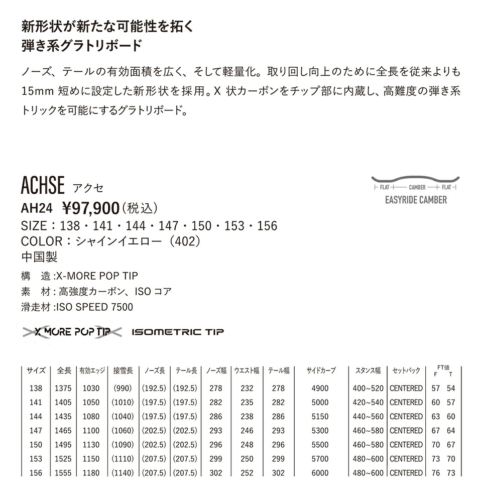 YONEX（ヨネックス） スノーボード アクセ 24-25 YONEX ACHSE 138cm