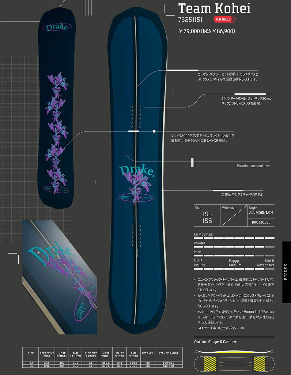 DRAKE（ドレイク） 25-26 ボード チーム コウヘイ DRAKE TEAM KOHEI