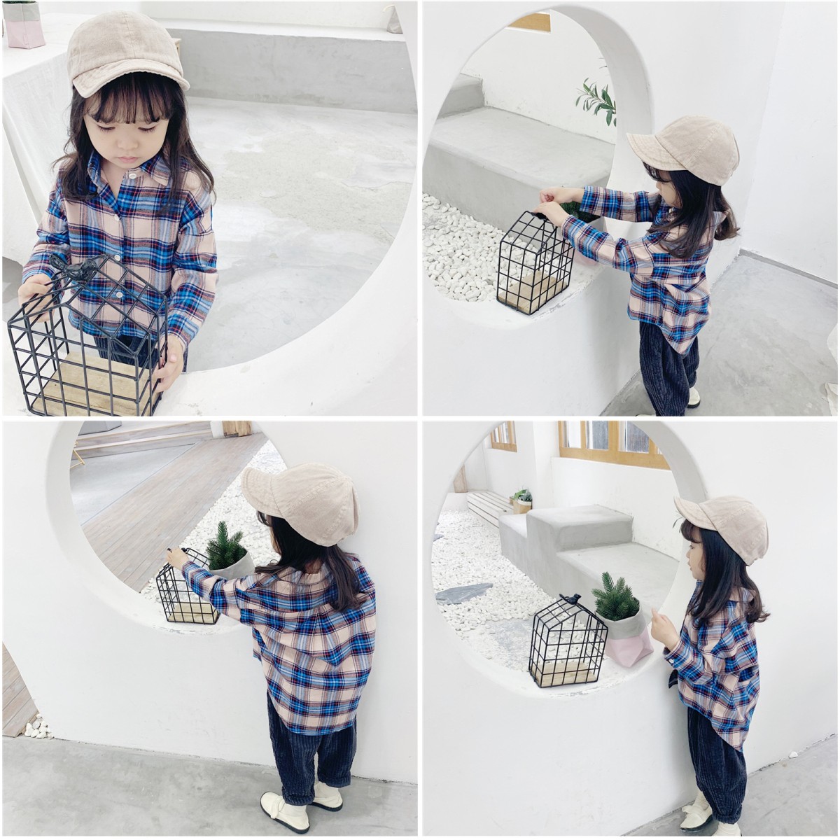 チェック柄 長袖Tシャツ 120 ハウスオンザヒル チェックシャツ 子供服 長袖 春 秋 キッズ 女の子 男の子 トップス