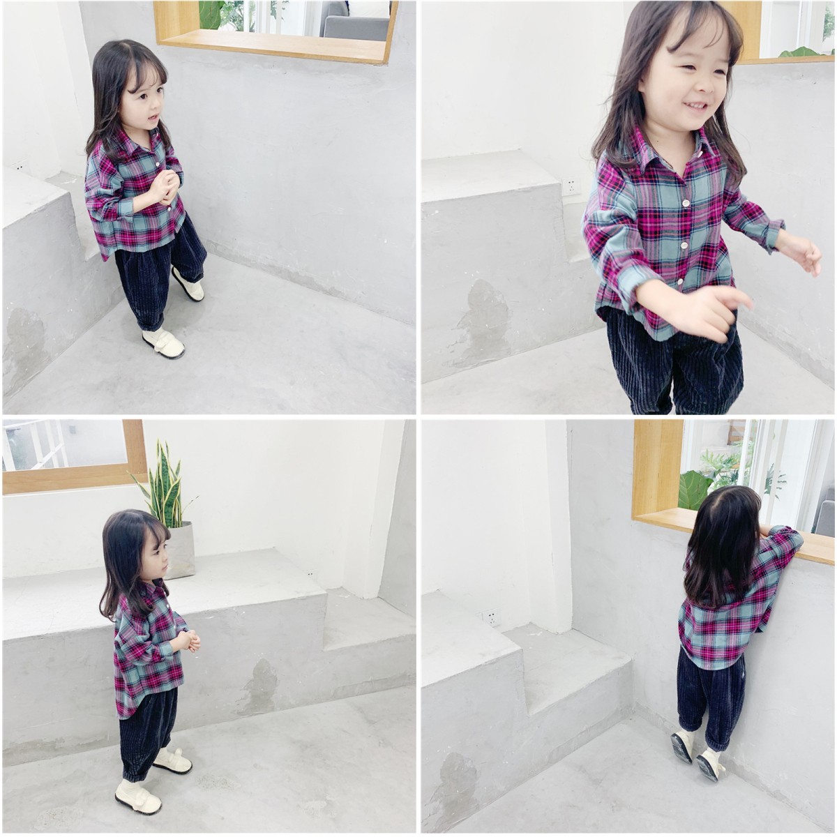 チェックシャツ 子供服 長袖 春 秋 キッズ 女の子 男の子 トップス