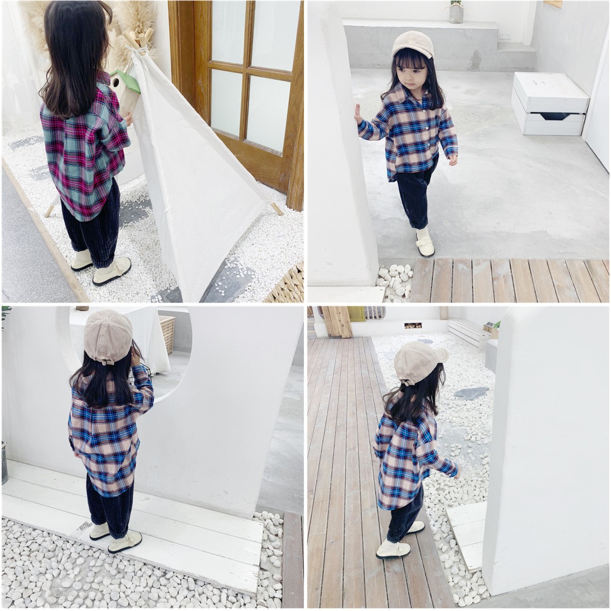 ドッキングチェックシャツ 120 ey-shop_kids019t