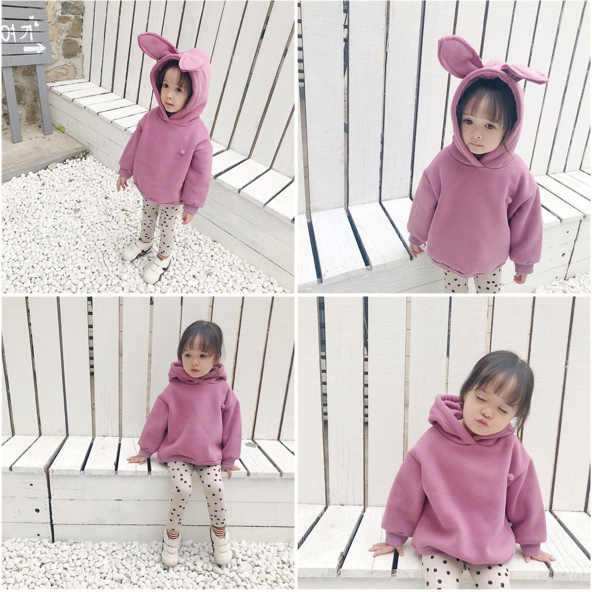 ずっと気になってた 子供服 パーカー 韓国 キッズ 女の子 冬 うさ耳 あったか ベビー