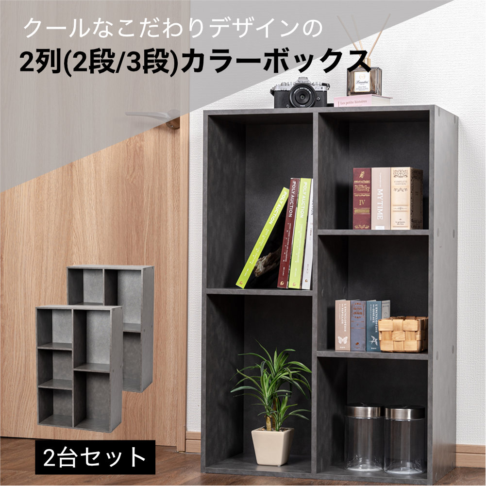 2列(2段/3段)カラーボックス 収納ボックス BOX 収納家具 2個セット 大