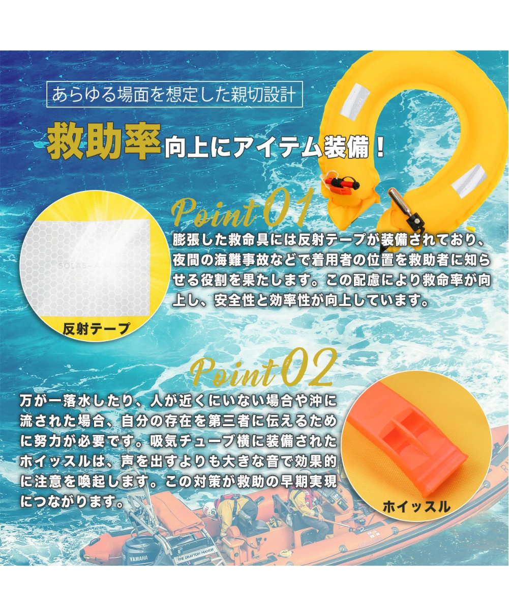 あらゆる場面を想定した親切設計 救助率向上にアイテム装備！