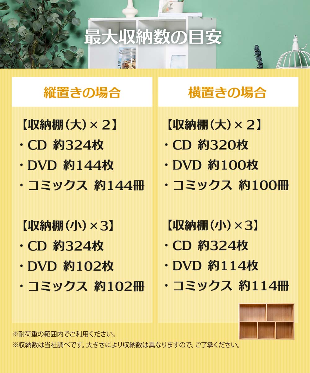 最大収納目安CD約324枚DVD約144枚漫画約144冊