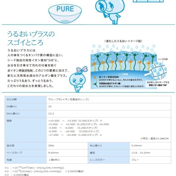 シード メール便 送料無料 2week pure うるおいプラス (6枚入り