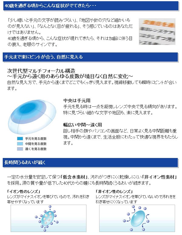 【新品】コンタクトプロ Lサイズ メンズ コンタクトレンズ 老眼用 メダリスト マルチフォーカル (6枚) 4箱