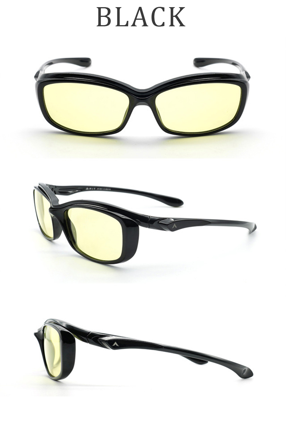 夜間運転 オーバーグラス メガネの上からサングラス 夜間ドライブ イエローレンズ メンズ UV99％...
