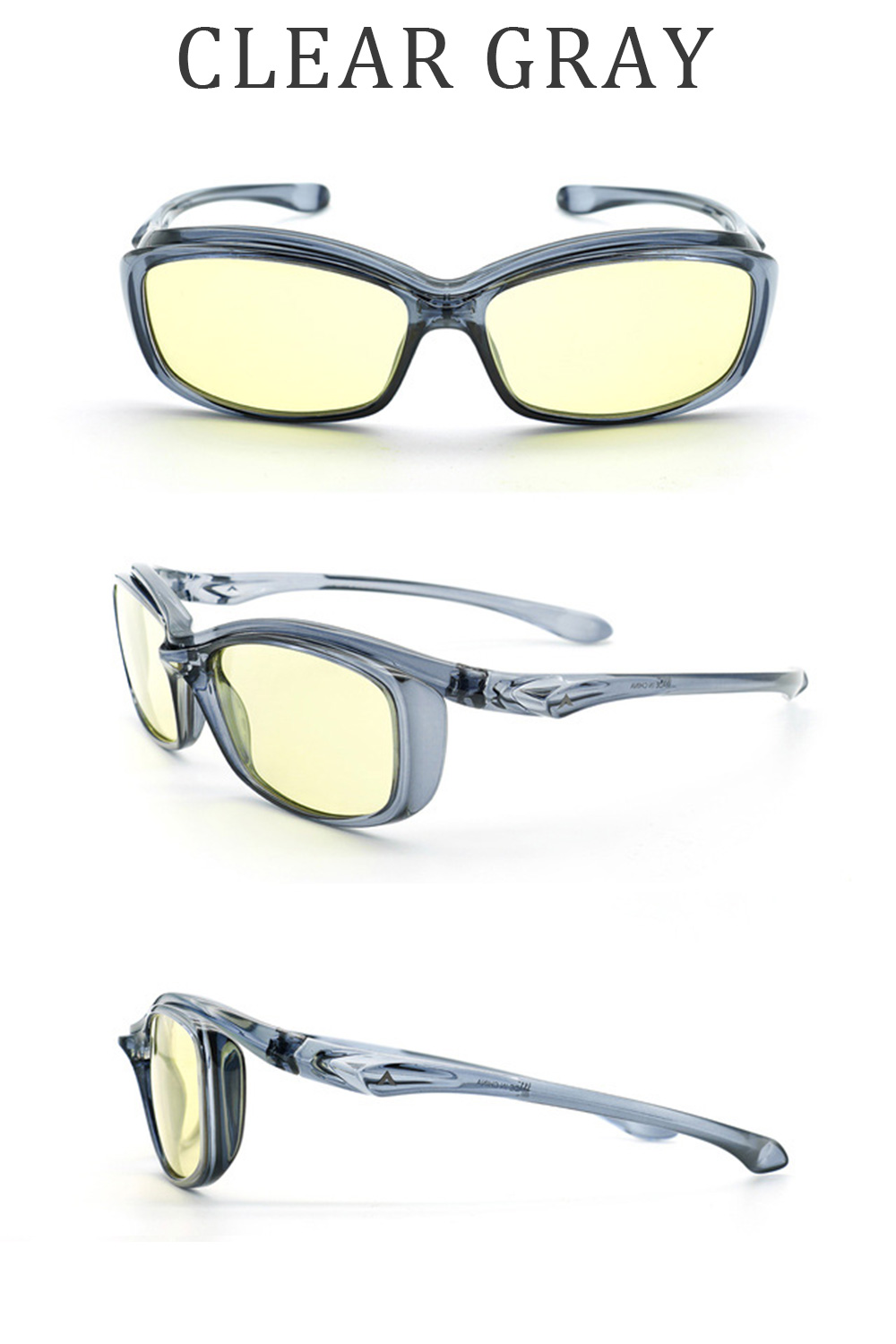夜間運転 オーバーグラス メガネの上からサングラス 夜間ドライブ イエローレンズ メンズ UV99％...