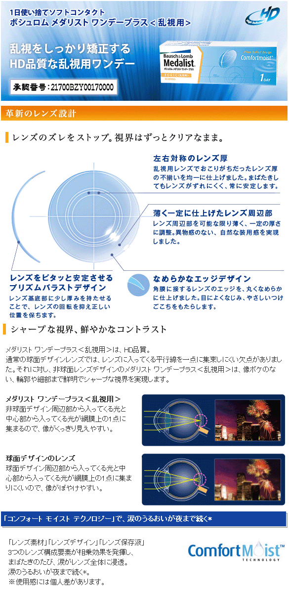 乱視用 ボシュロム メダリスト ワンデープラス乱視用 ４箱 送料無料 ソフトコンタクトレンズ 1day １箱30枚入 買取