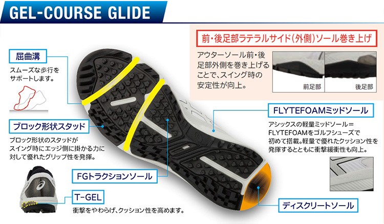 アシックス　ゴルフシューズ　スパイクレス　ゲルコース　グライド　1111A085 GEL-COURSE GLIDE MEN | Men | White/Midnight | Men's Golf