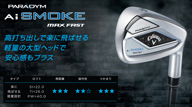 キャロウェイ日本正規品 PARADYM Ai SMOKE MAX FAST アイアン 2024新製品 TENSEI 40 for Callawayカーボンシャフト  5本セット(#6〜9、PW) : cw-ir-aismk-mxf-5m1 : EZAKI NET GOLF - 通販 - Yahoo!ショッピング