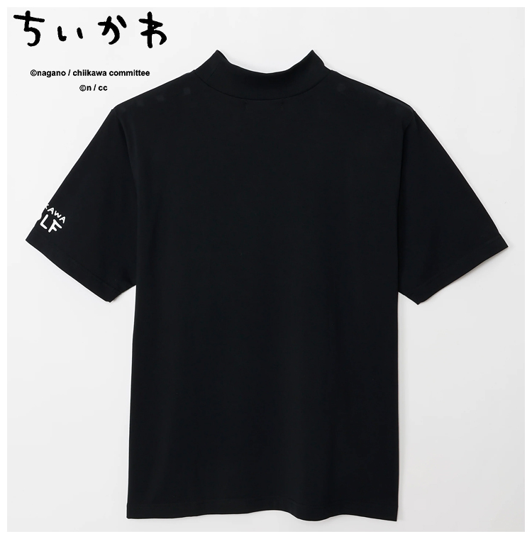 ちいかわ GOLF モックネック Tシャツ ハチワレエンブレム ブラック