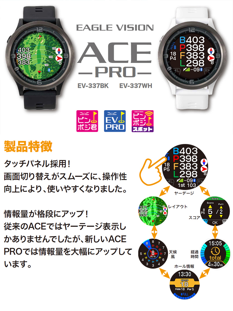 イーグルビジョン正規品 watch ACE PRO ウォッチエースプロ GPS watch ゴルフナビ ウォッチ 2024新製品 EV-337