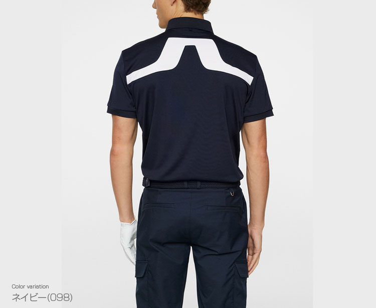J.LINDEBERG スリムフィット ネイビーポロシャツM J.LINDEBERG（メンズ）ゴルフウェア 吸水 速乾 Regular Fit 半袖