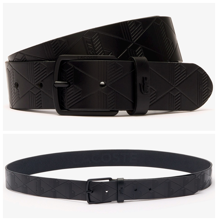 Lacoste レザー ブラックベルト LACOSTE ラコステ ベルト レザー メンズ 本革 BELT ブラック