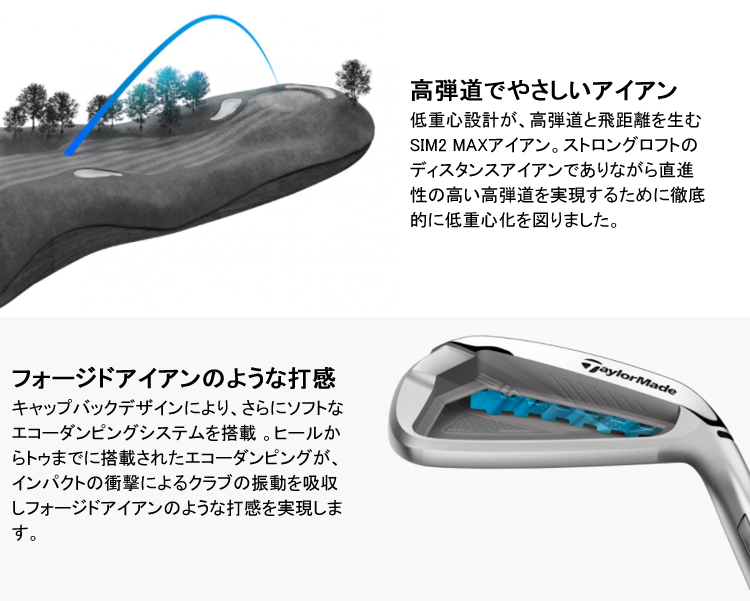 TaylorMade(テーラーメイド)日本正規品 SIM2 MAX(シムツーマックス) アイアン 2021モデル KBS MAX  MT85スチールシャフト 5本セット(I#6〜9、PW)