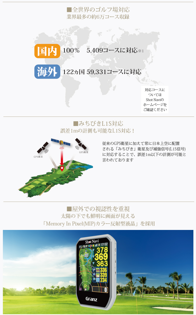 テクタイト ShotNavi ショットナビ 正規品 Granz グランツ GPS ゴルフ