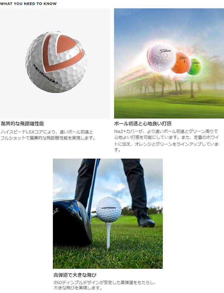 Titleist タイトリスト日本正規品 VELOCITY ベロシティ 2024新製品 ゴルフボール1ダース(12個入)