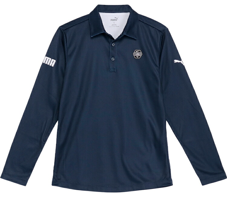 PUMA GOLF プーマ ゴルフ ニット ジャケット 千鳥 格子柄 O PUMA プーマ ゴルフ AOP 千鳥柄 ポロシャツ 長袖 メンズ ゴルフ