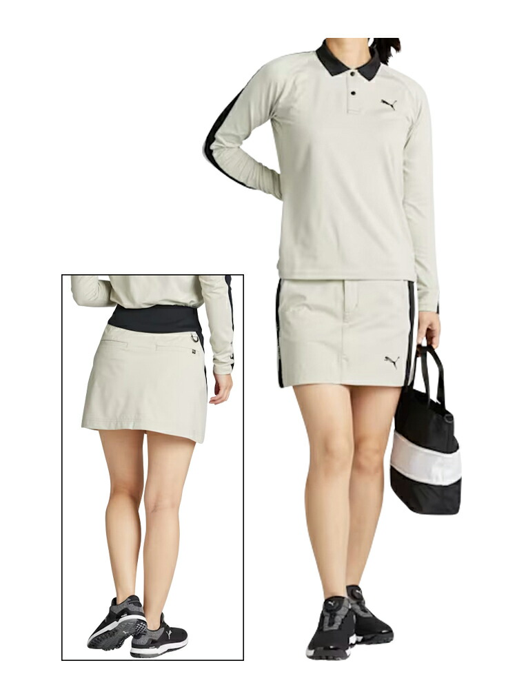 PUMA プーマゴルフ レディースセットアップモックネック＆EGWスカート PUMA（プーマ） ゴルフ PF ストレッチ ウインド ミックス フルジップ