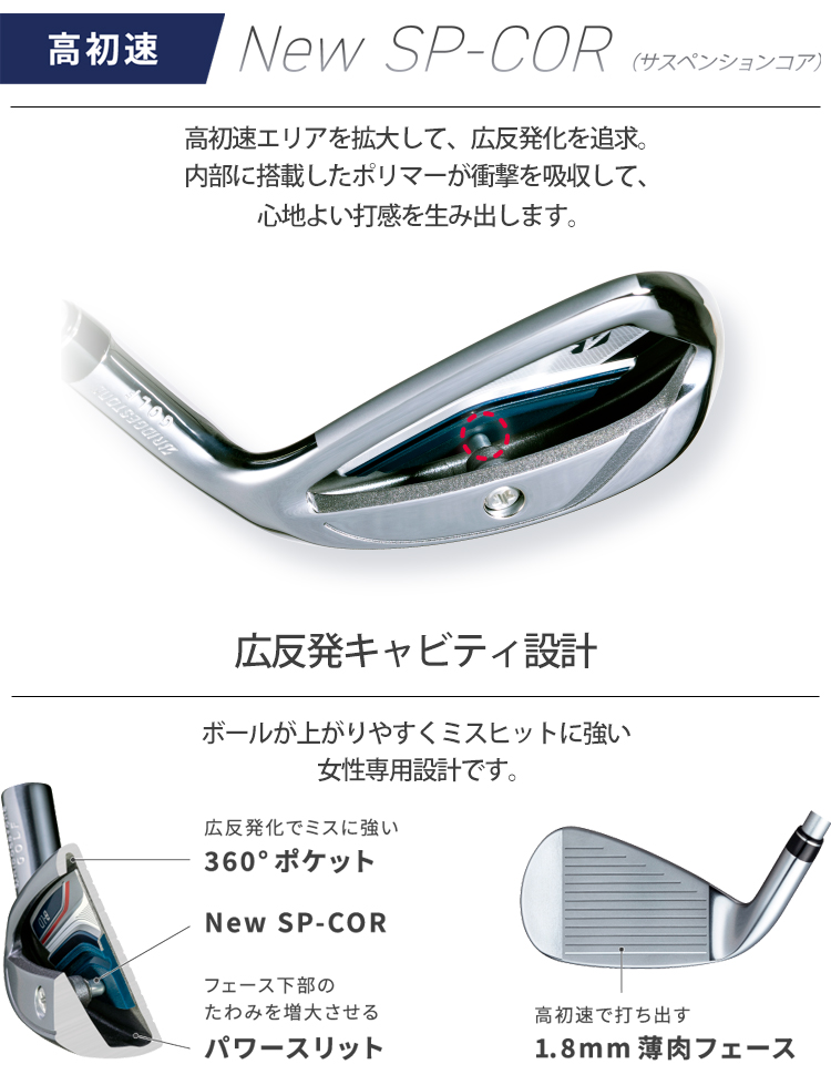 レディース ブリヂストン B-LDアイアン 5本セット（＃7-PW、SW） AiR