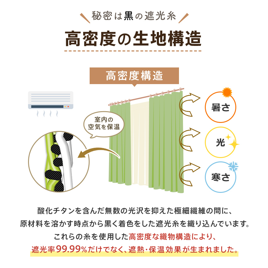 カーテン 2枚組 形状記憶加工 遮光 1級 2級 セット おしゃれ 安い 遮熱 保温 洗濯可能 北欧 新生活 一人暮らし 無地 幅150 幅200 は 1枚入り 熱中症 暑さ指数 | Ezee | 15