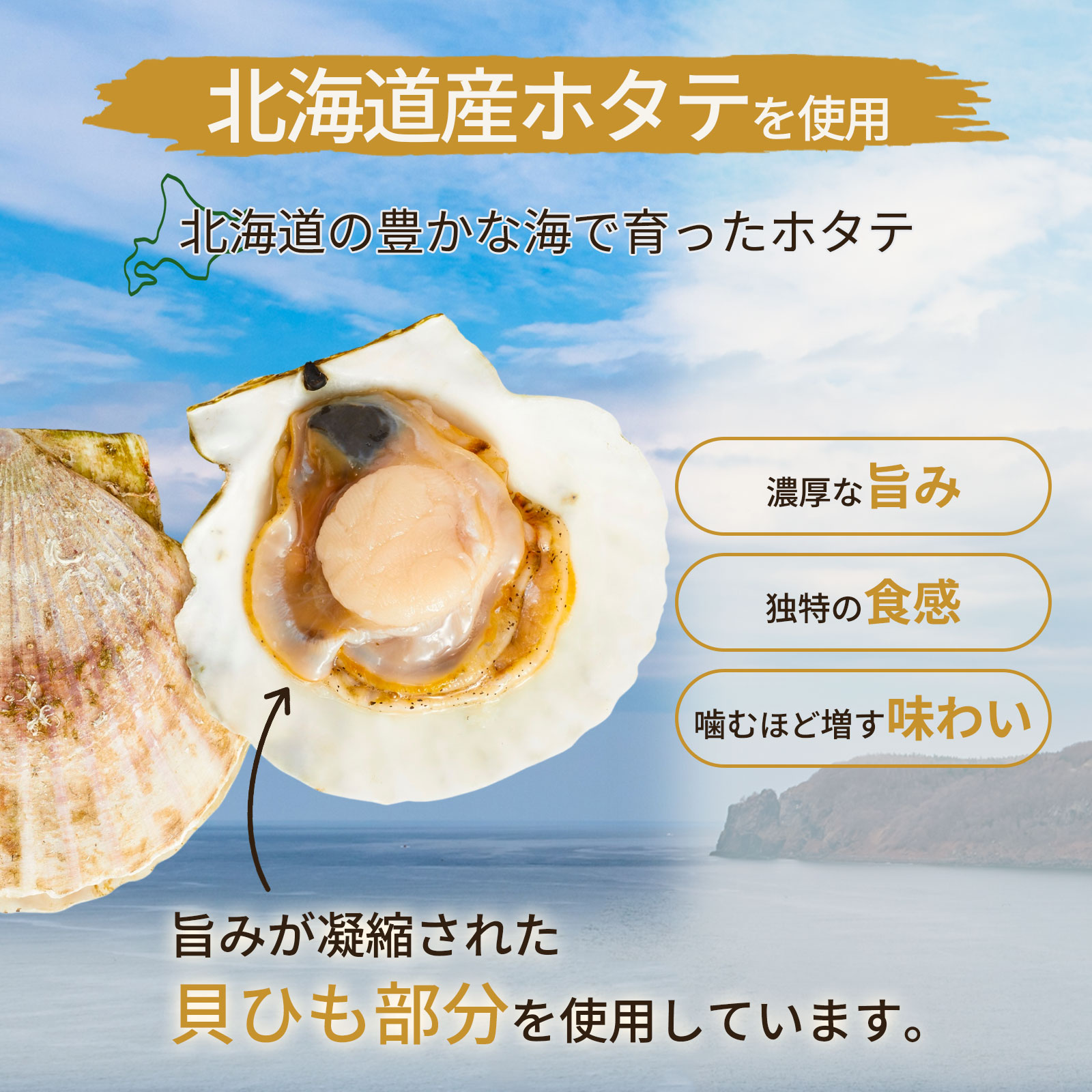 ホタテ貝ひも燻製